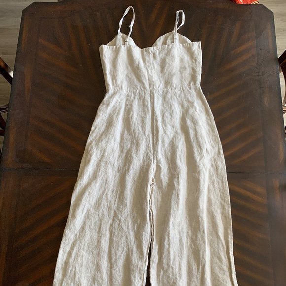 Reformation Sand Beige Torta Linen Jumpsuit Size 10 - Picture 11 of 15
